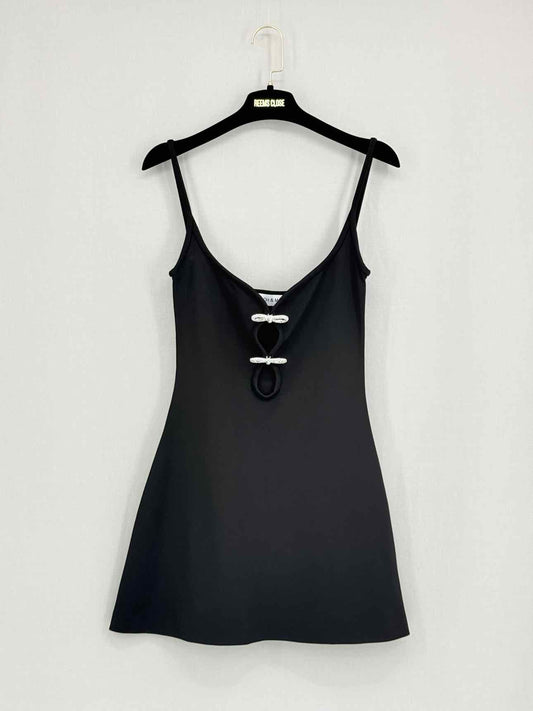 MACH & MACH Crystal Bow Black Size US 6 Short Dress