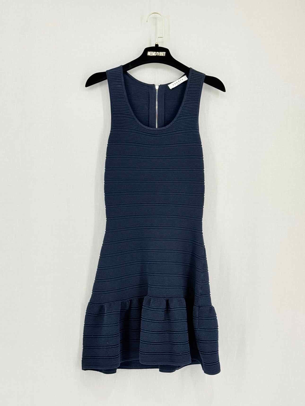 SANDRO Blue Ribbed Size Small Short Dress