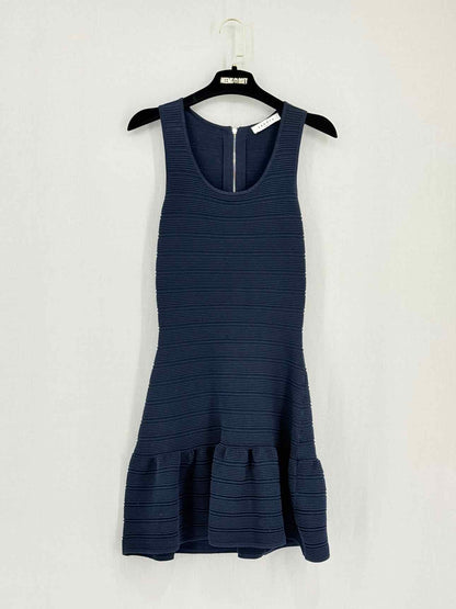 SANDRO Blue Ribbed Size Small Short Dress