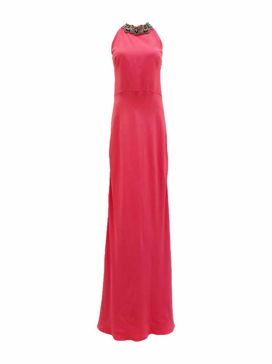 ALEXANDER MCQUEEN Halterneck Bubblegum Evening Dress