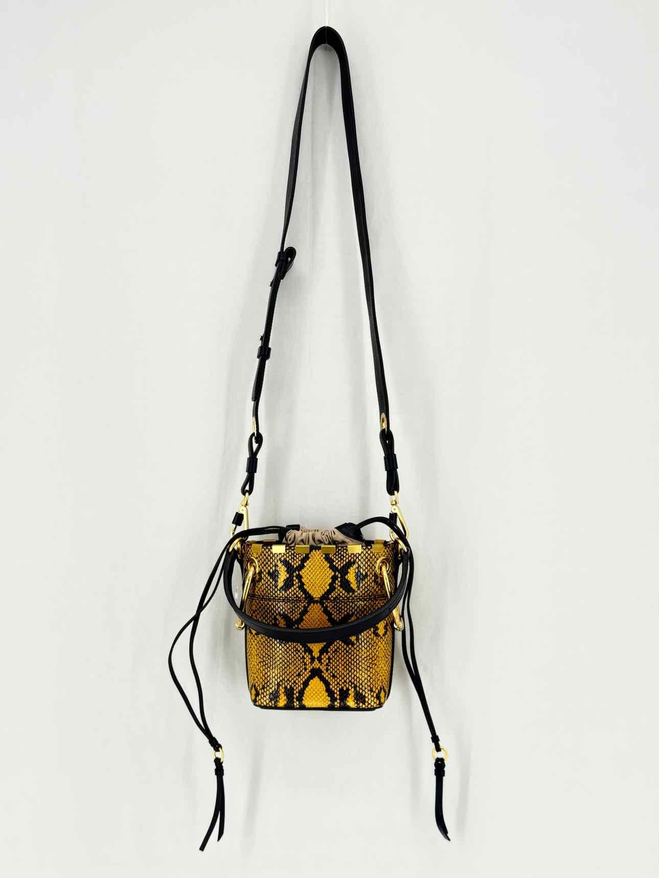 CHLOE Roy Yellow & Black Python Embossed Bucket Bag