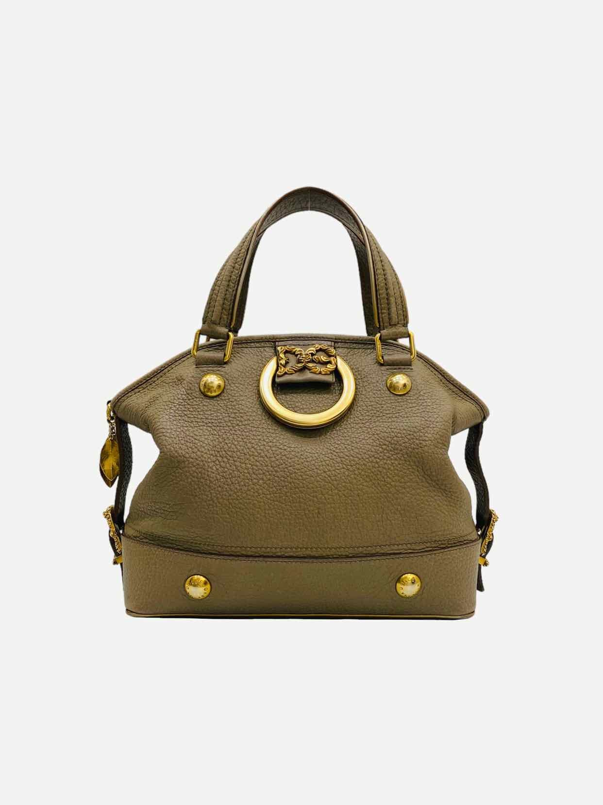 DOLCE & GABBANA Baroque Logo Olive Green Satchel