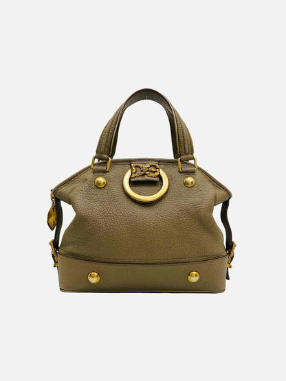 DOLCE & GABBANA Baroque Logo Olive Green Satchel