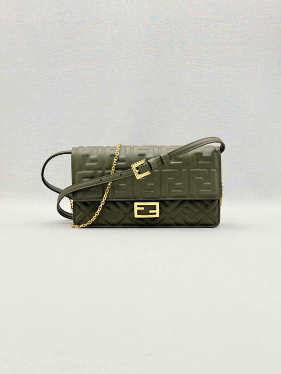 FENDI WOC Khaki FF Embossed Crossbody