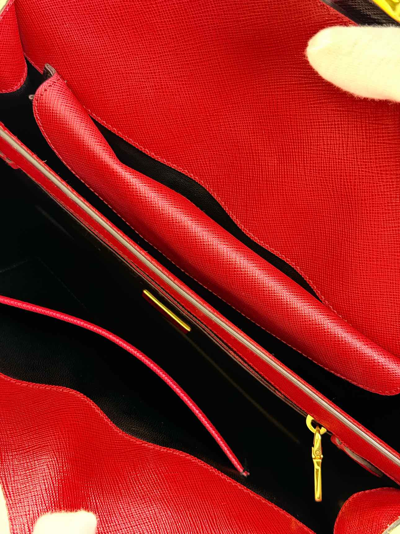 PRADA Tricolor Turn Lock Red Multicolor Tote Bag