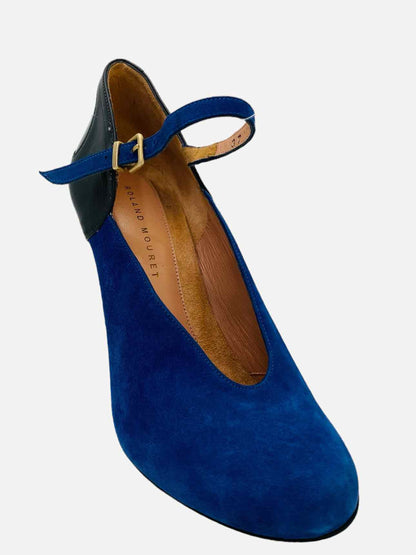 ROLAND MOURET Ankle Strap Blue & Black Pumps 37