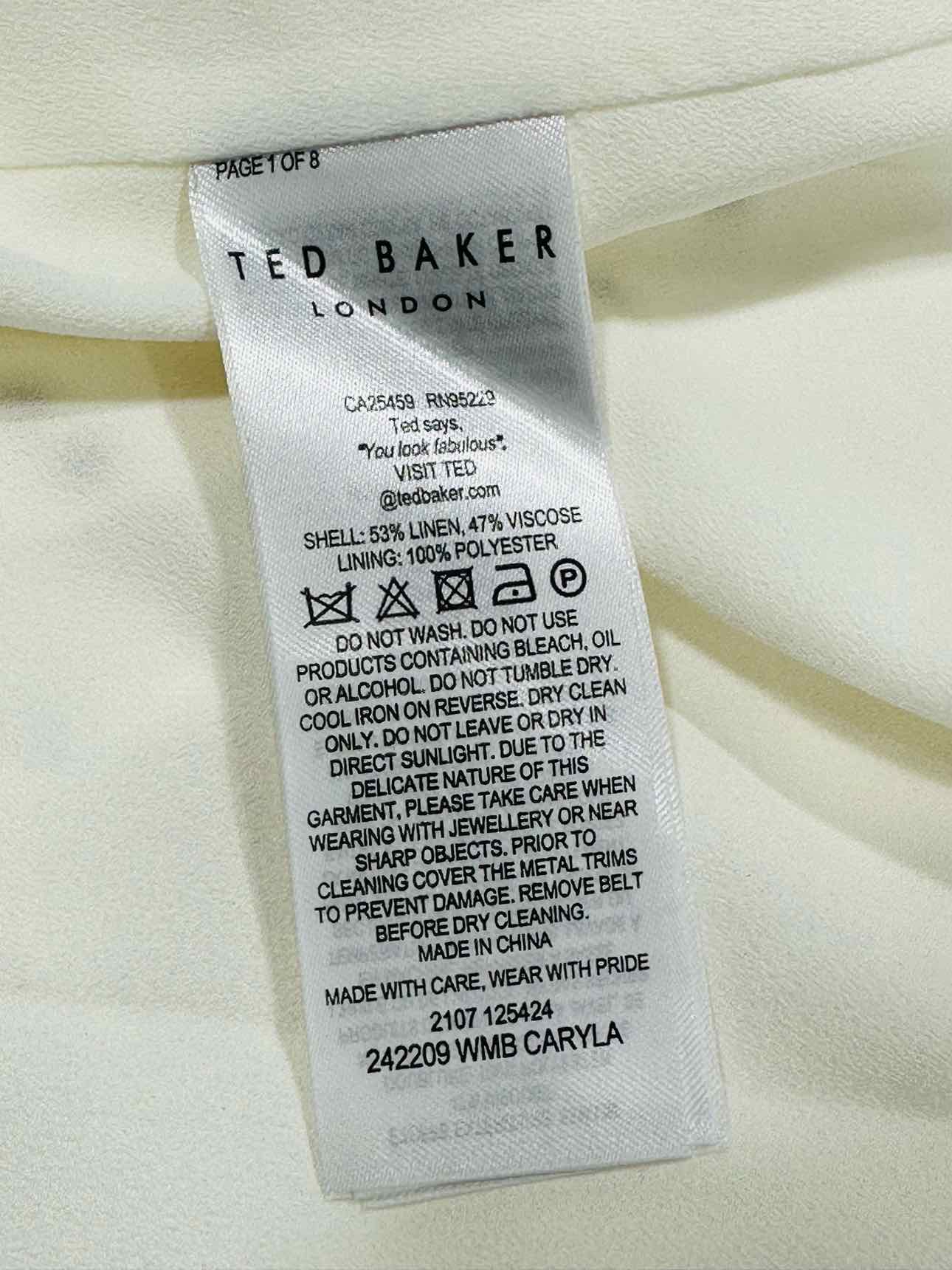 TED BAKER Belted Off-white Size Large Midi Dress