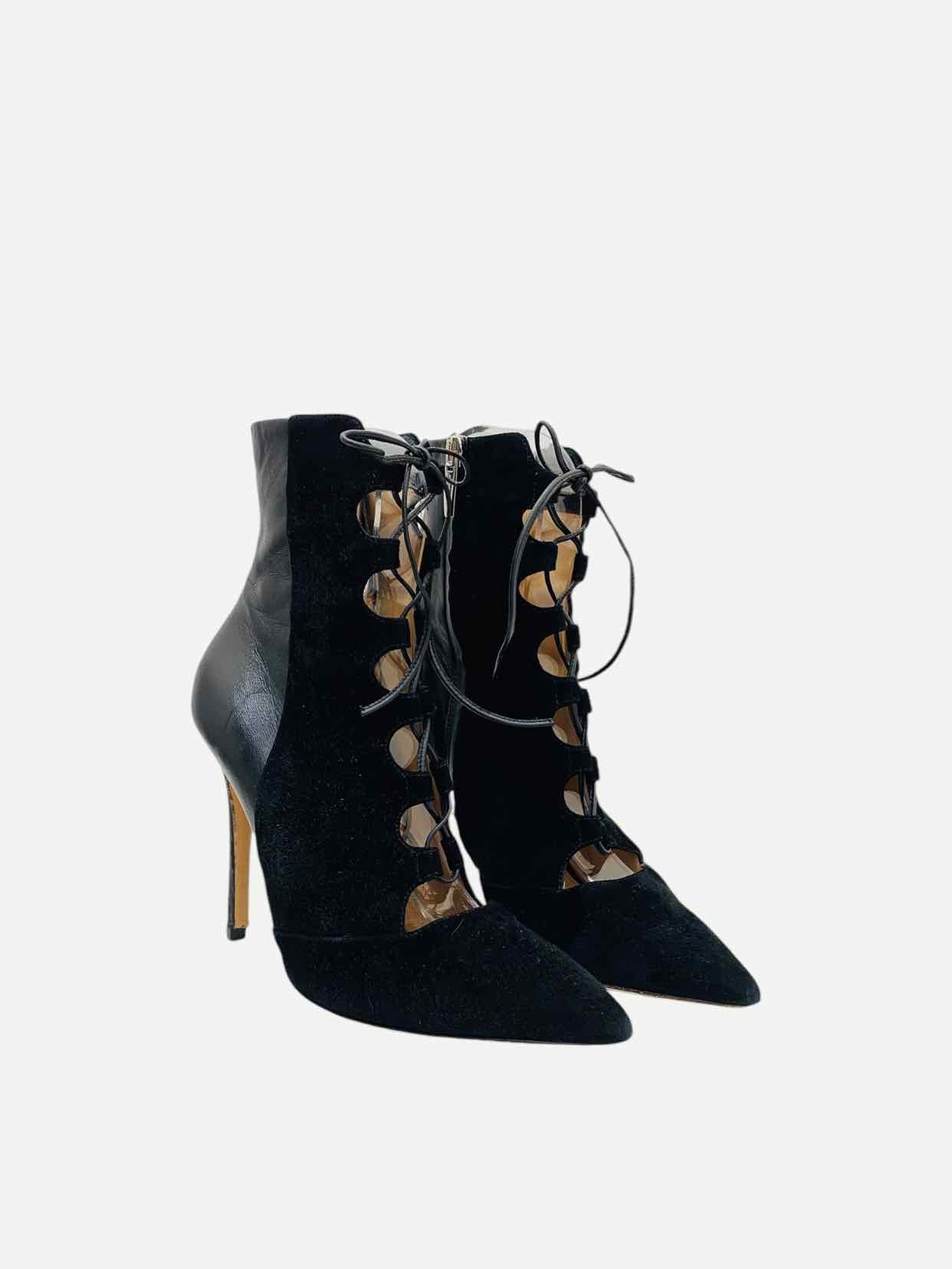 GIANVITO ROSSI Lace Up Black Ankle Boots 38