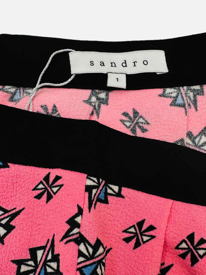 SANDRO Pink Multicolor Printed Size XSmall Mini Skirt