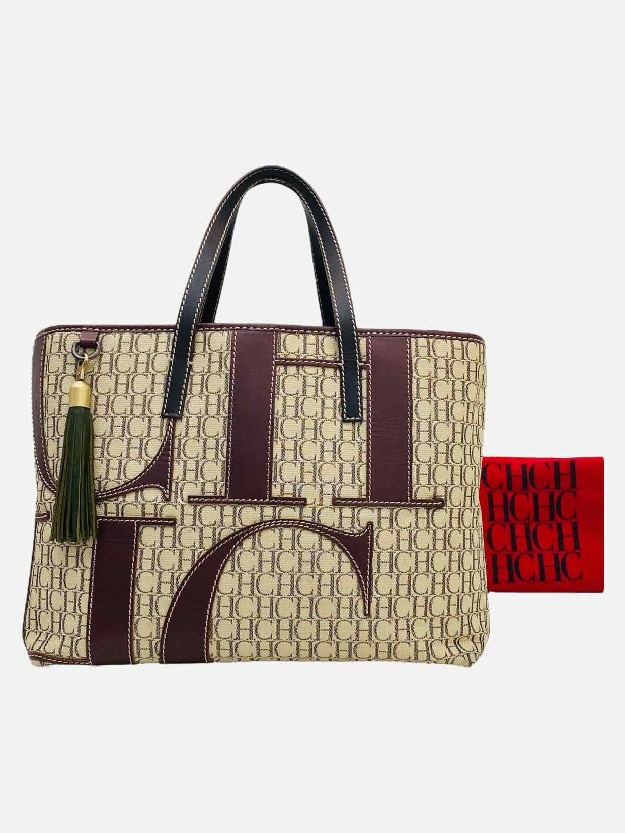 CAROLINA HERRERA CH Shopper Brown Monogram Tote Bag