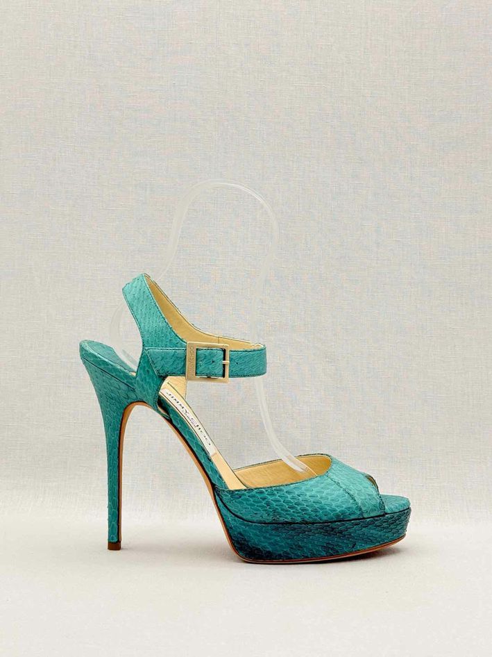 JIMMY CHOO Linda Turquoise Size EU 41 Platform Sandals