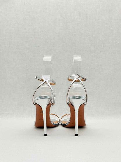 AQUAZZURA Metallic Silver Size EU 37 Heeled Sandals