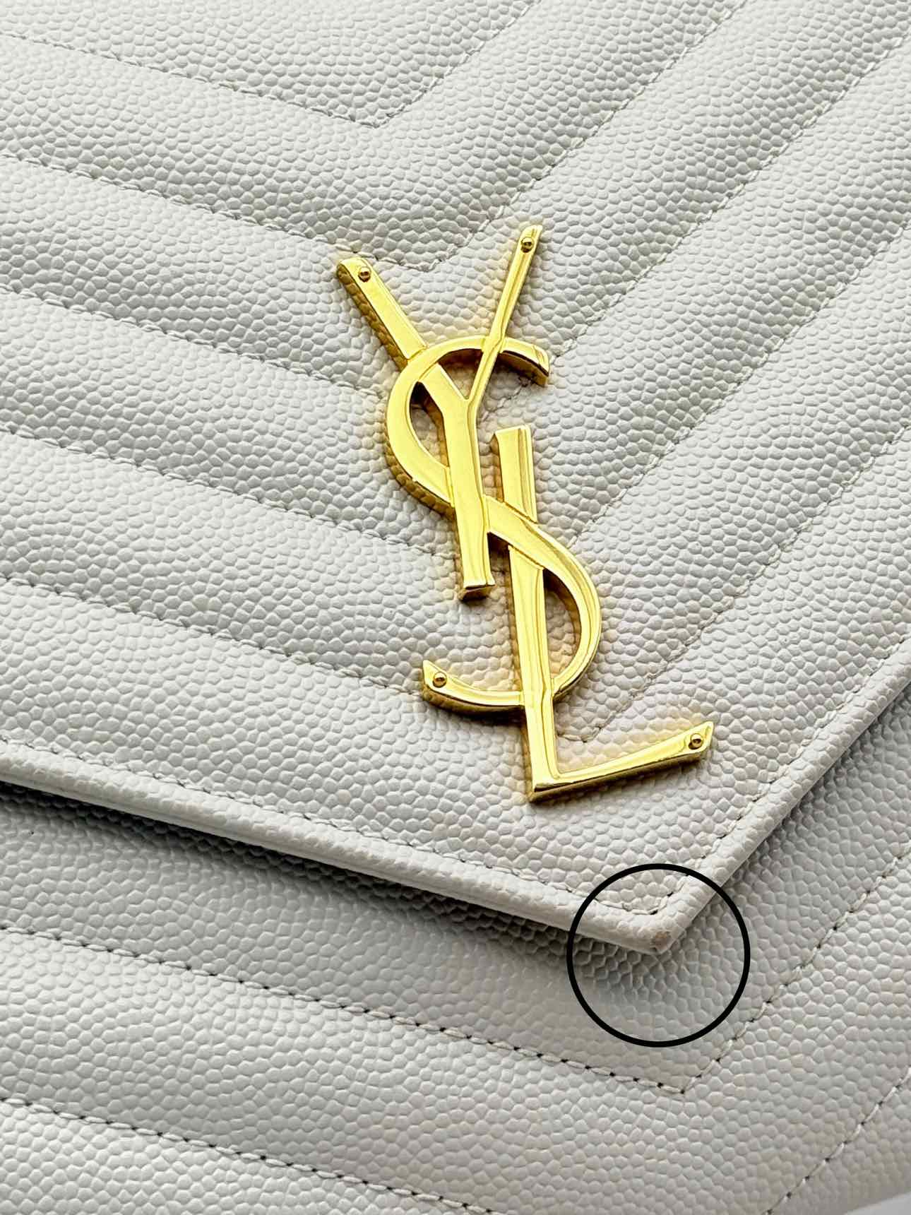 SAINT LAURENT Cassandre Matelasse Flap White Wristlet