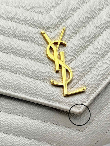 SAINT LAURENT Cassandre Matelasse Flap White Wristlet