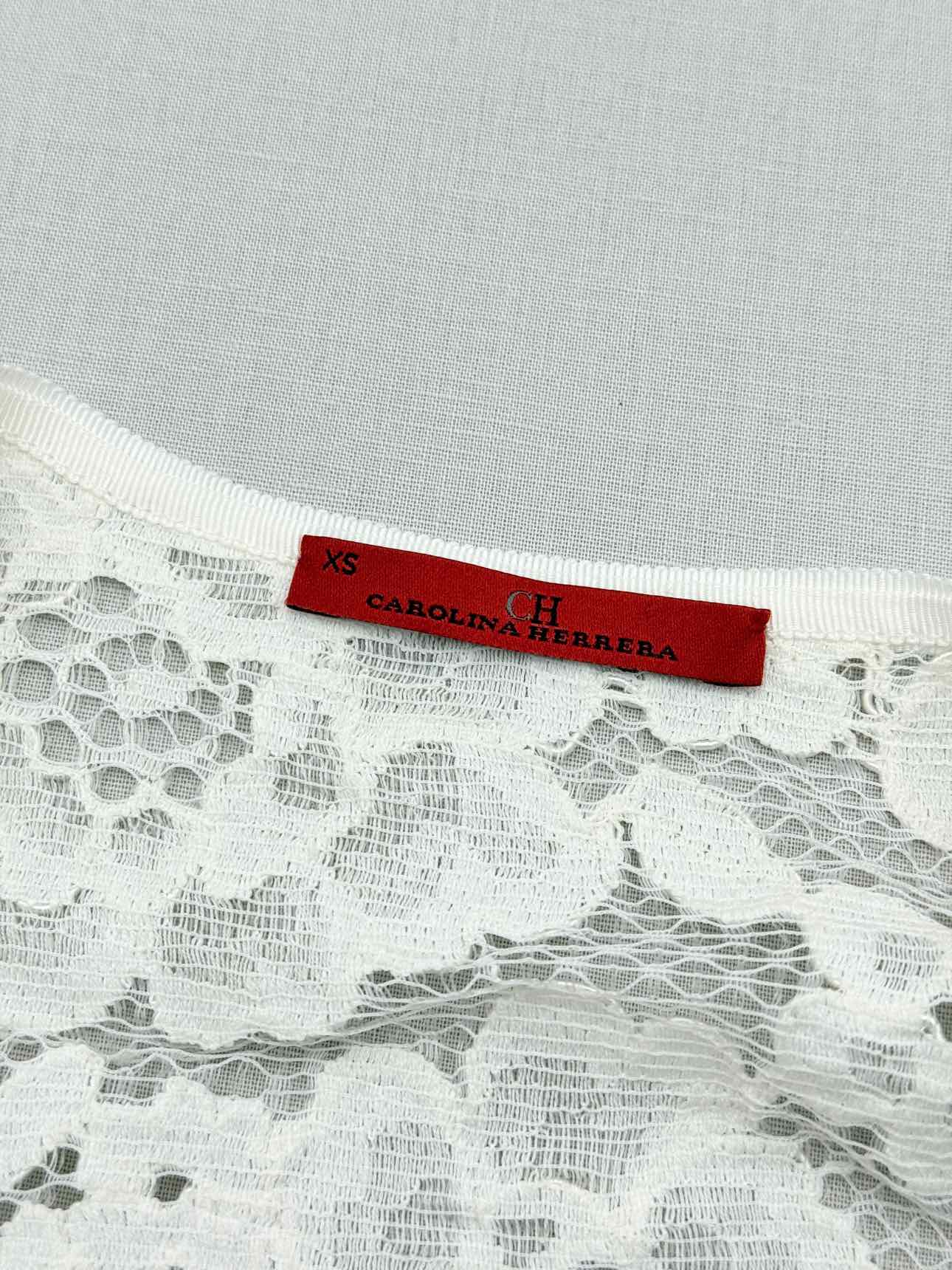 CAROLINA HERRERA White Floral Size XSmall Cardigan