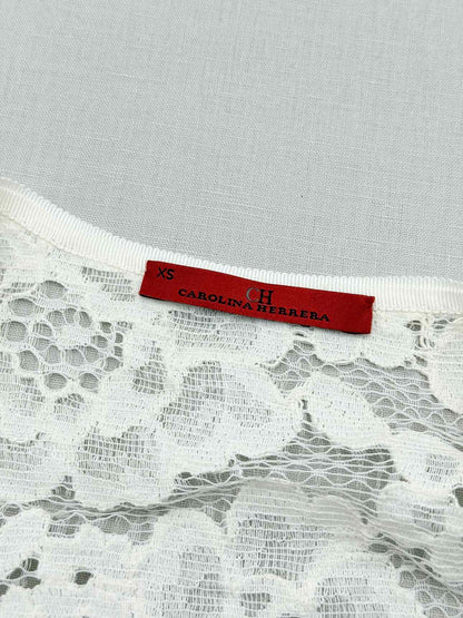 CAROLINA HERRERA White Floral Size XSmall Cardigan
