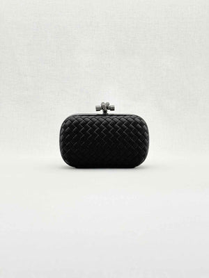 BOTTEGA VENETA Knot Black Intrecciato Clutch