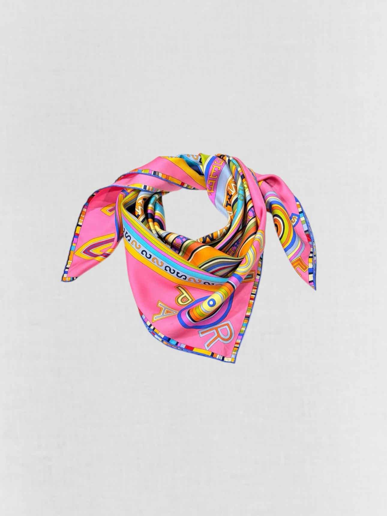 HERMES Pink Multicolor Printed Scarf