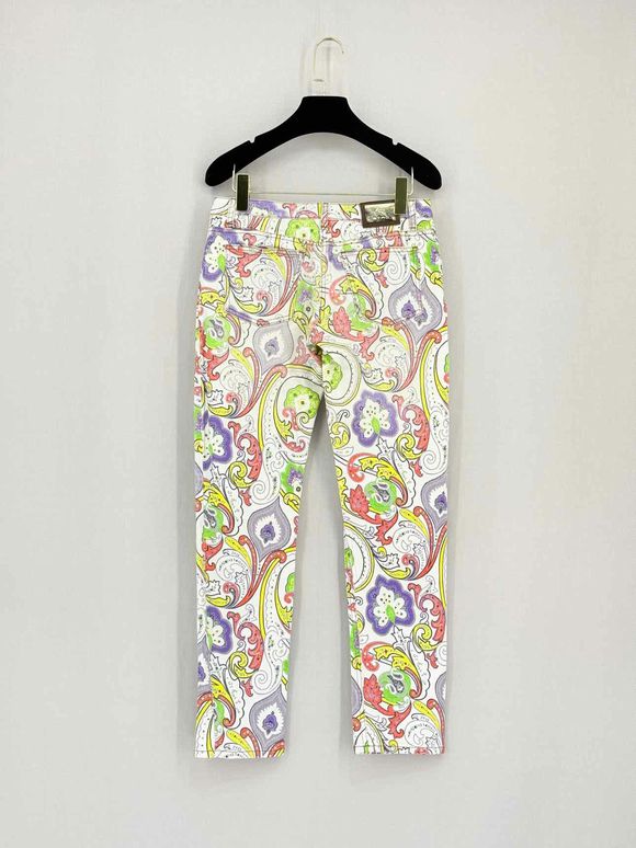 ETRO White Multicolor Paisley Print Size 26 Jeans