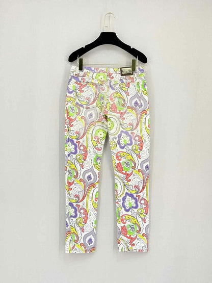 ETRO White Multicolor Paisley Print Size 26 Jeans