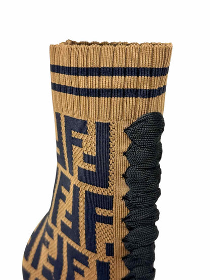 FENDI Brown & Black FF Motif Size EU 35 Ankle Boots