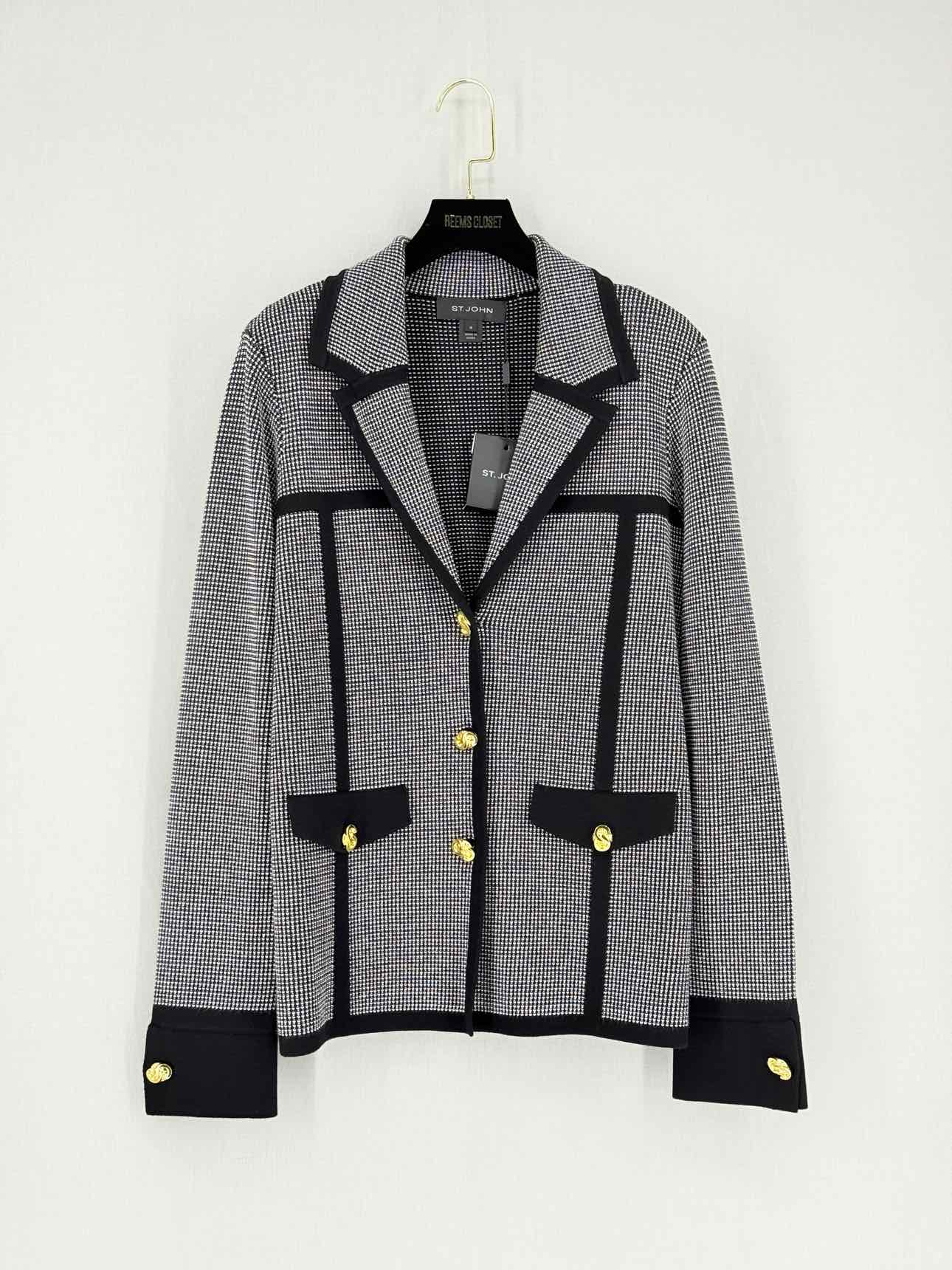 ST. JOHN Black & White Checkered Size US 12 Jacket