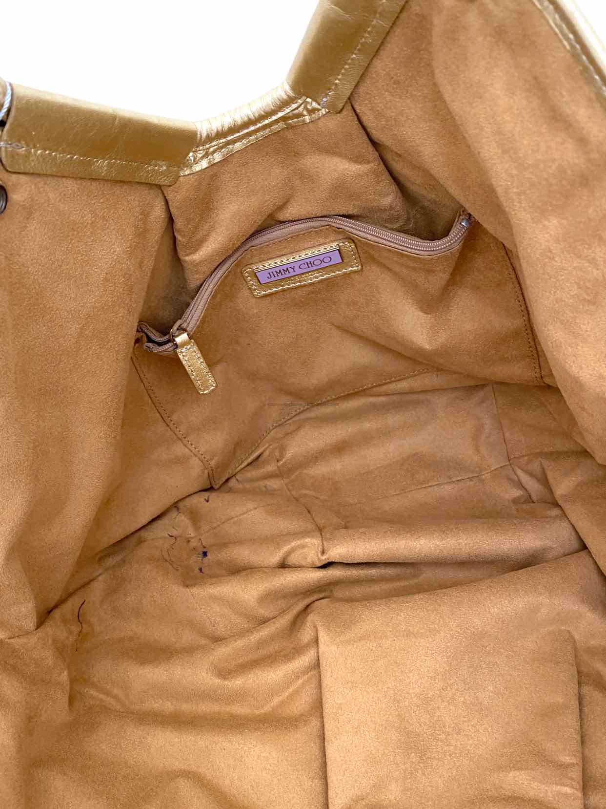 JIMMY CHOO Laser Cut Gold Shoulder Bag