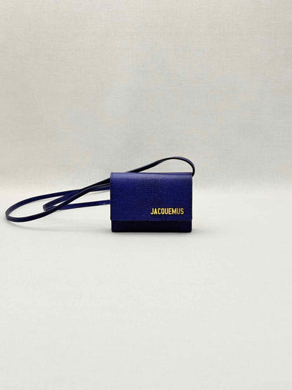 JACQUEMUS Mini Le Bello Blue Lizard Embossed Crossbody