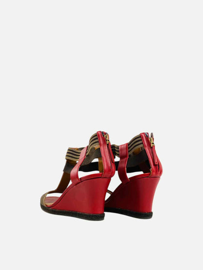 FENDI T-bar Red & Brown Size EU 40 Wedges