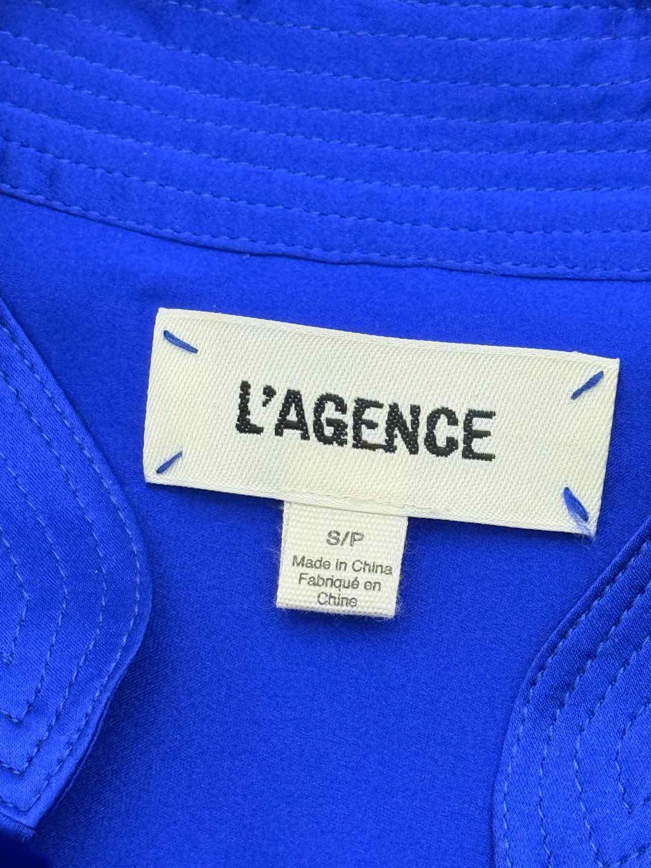 L'AGENCE Bianca Royal Blue Size Small Blouse