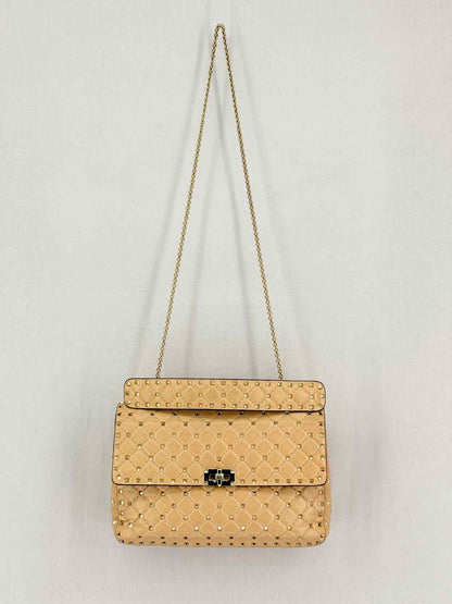 VALENTINO GARAVANI Rockstud Beige Quilted Shoulder Bag