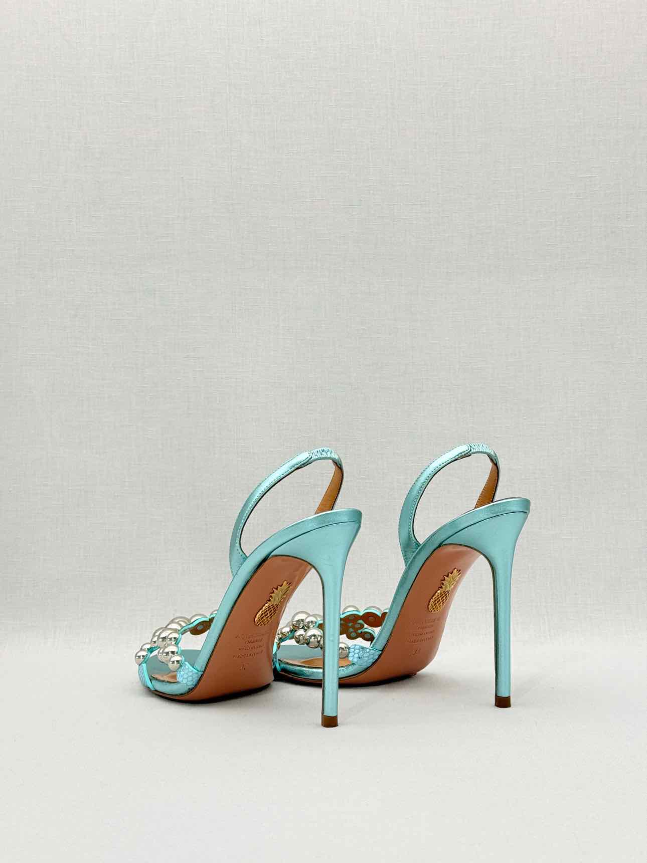 AQUAZZURA Bubbles Aqua Size EU 38 Slingbacks