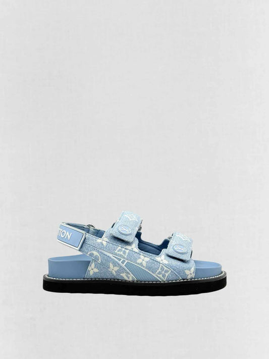LOUIS VUITTON Paseo Blue Monogram Size EU 35 Sandals