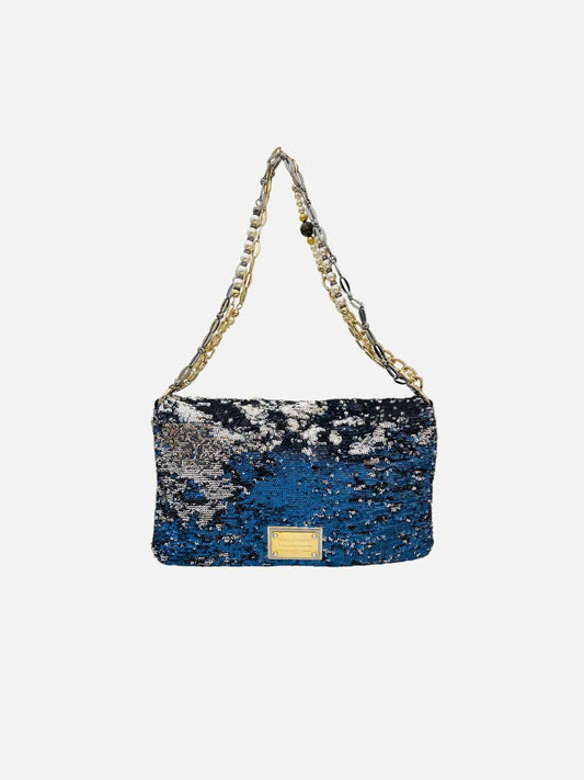 DOLCE & GABBANA Miss Charles Blue & Silver Shoulder Bag