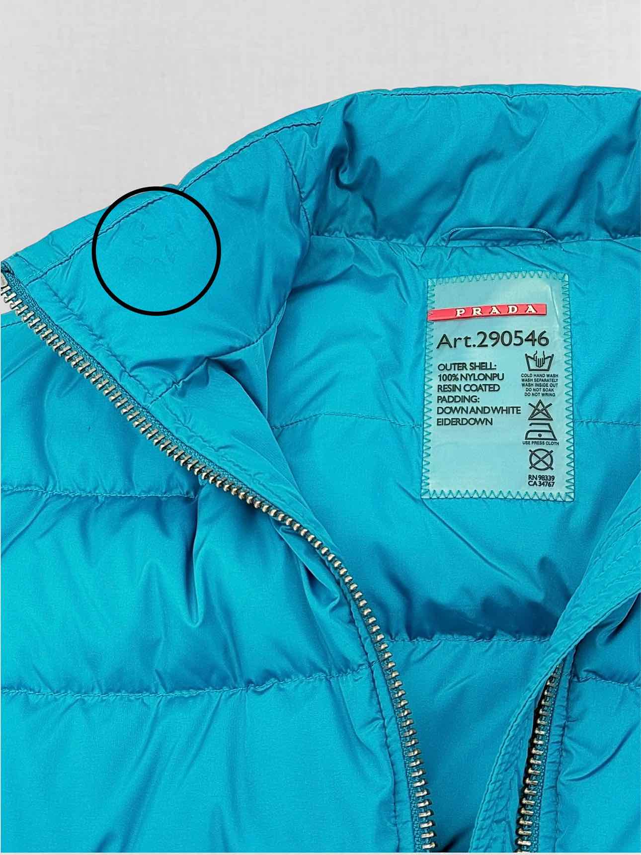 PRADA Triangle Logo Blue Quilted Size US 4 Gilet