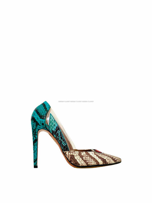 AQUAZZURA Blue, White & Brown Pumps