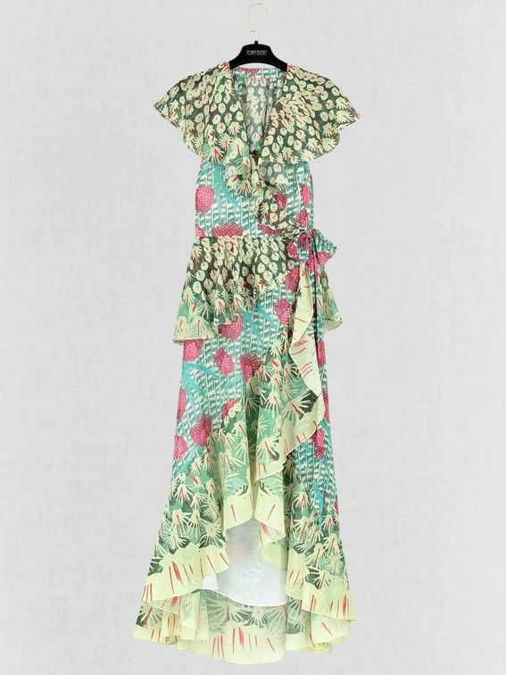TEMPERLEY Green Multicolor Size Small Midi Dress