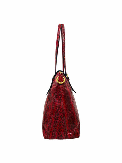 JIMMY CHOO Snakeskin Red & Black Shoulder Bag