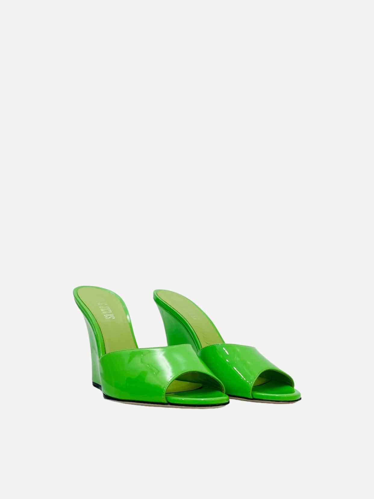 PARIS TEXAS Wanda Neon Green Mules 38.5