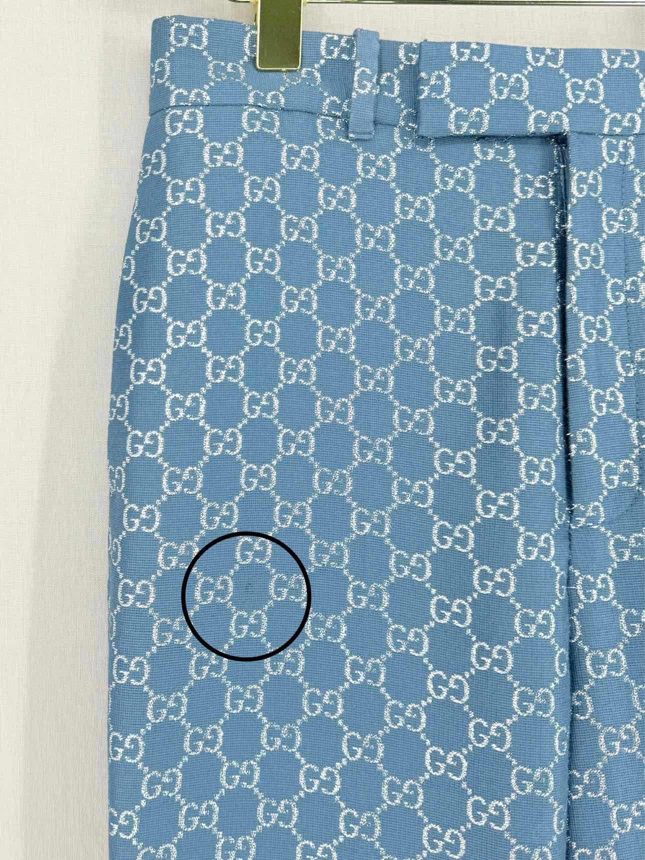 GUCCI GG Lame Blue GG Jacquard Size US 2 Pants