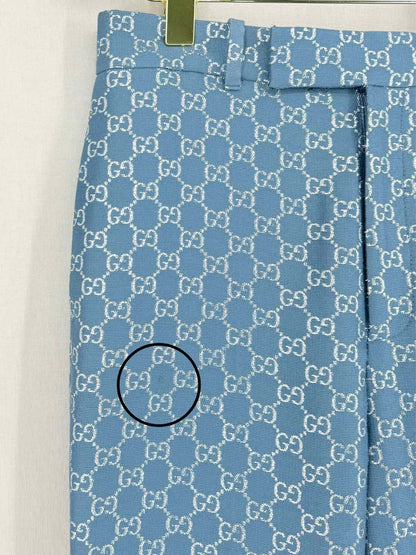 GUCCI GG Lame Blue GG Jacquard Size US 2 Pants