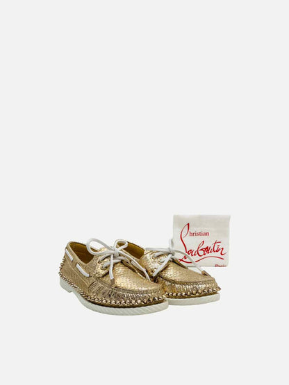 CHRISTIAN LOUBOUTIN Steckel Metallic Gold Loafers