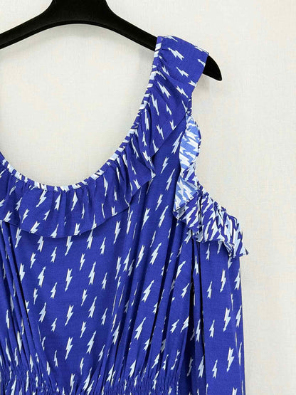 SANDRO Kemila Blue & White Size US 8 Midi Dress