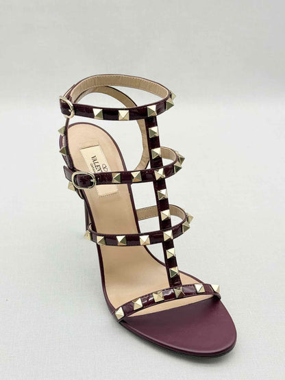 VALENTINO Rockstud Burgundy Size EU 39 Heeled Sandals