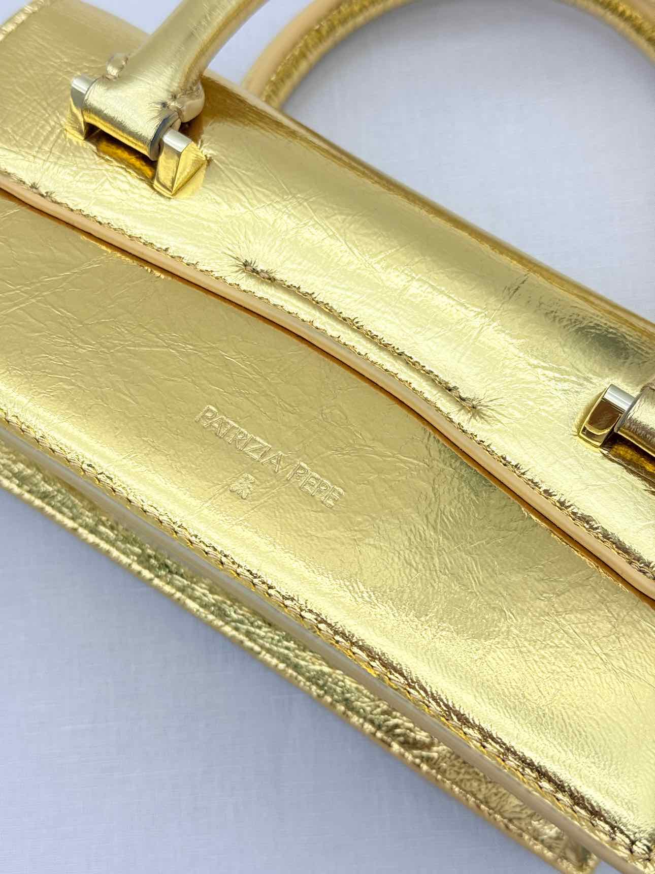 PATRIZIA PEPE Fly Bamby Metallic Gold Top Handle