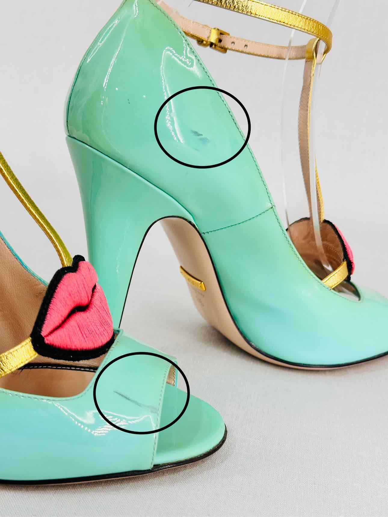 GUCCI Molina Lips Turquoise Size EU 36 Pumps