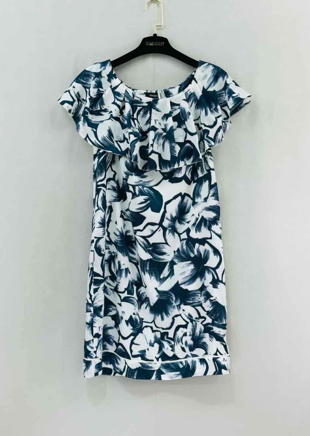 MAX & CO Blue & White Printed Size US 8 Short Dress