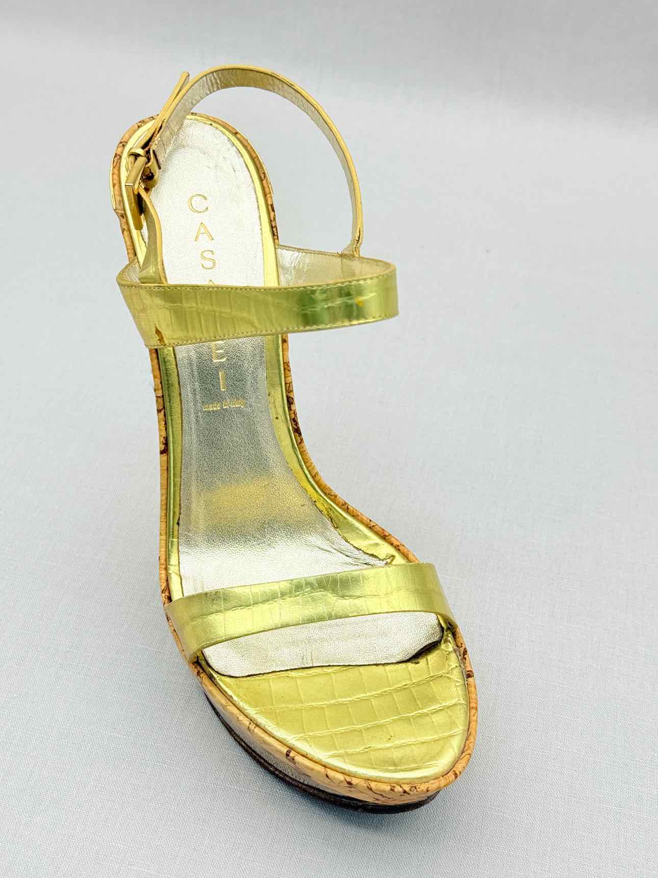 CASADEI Metallic Gold Size EU 38 Heeled Sandals