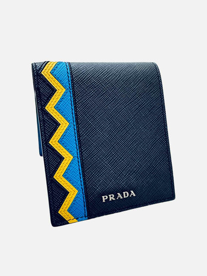 PRADA Blue w/ Yellow Compact Wallet