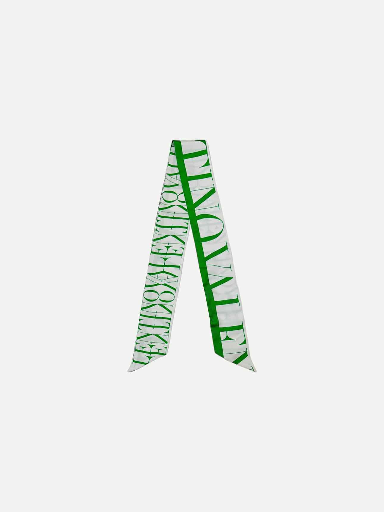 VALENTINO White & Green Logo Twill